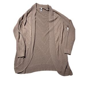Tianzhu Womens 2XL Tan Knit Open Front Casual Cardigan